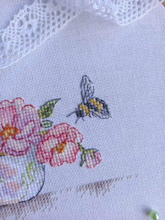 Rosehip and Bumblebee - PDF Cross Stitch Pattern
