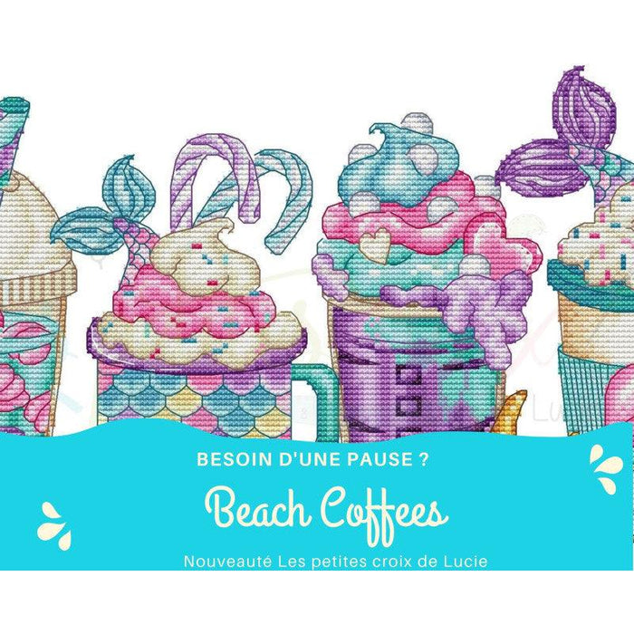 Beach Coffees - PDF Cross Stitch Pattern - Wizardi