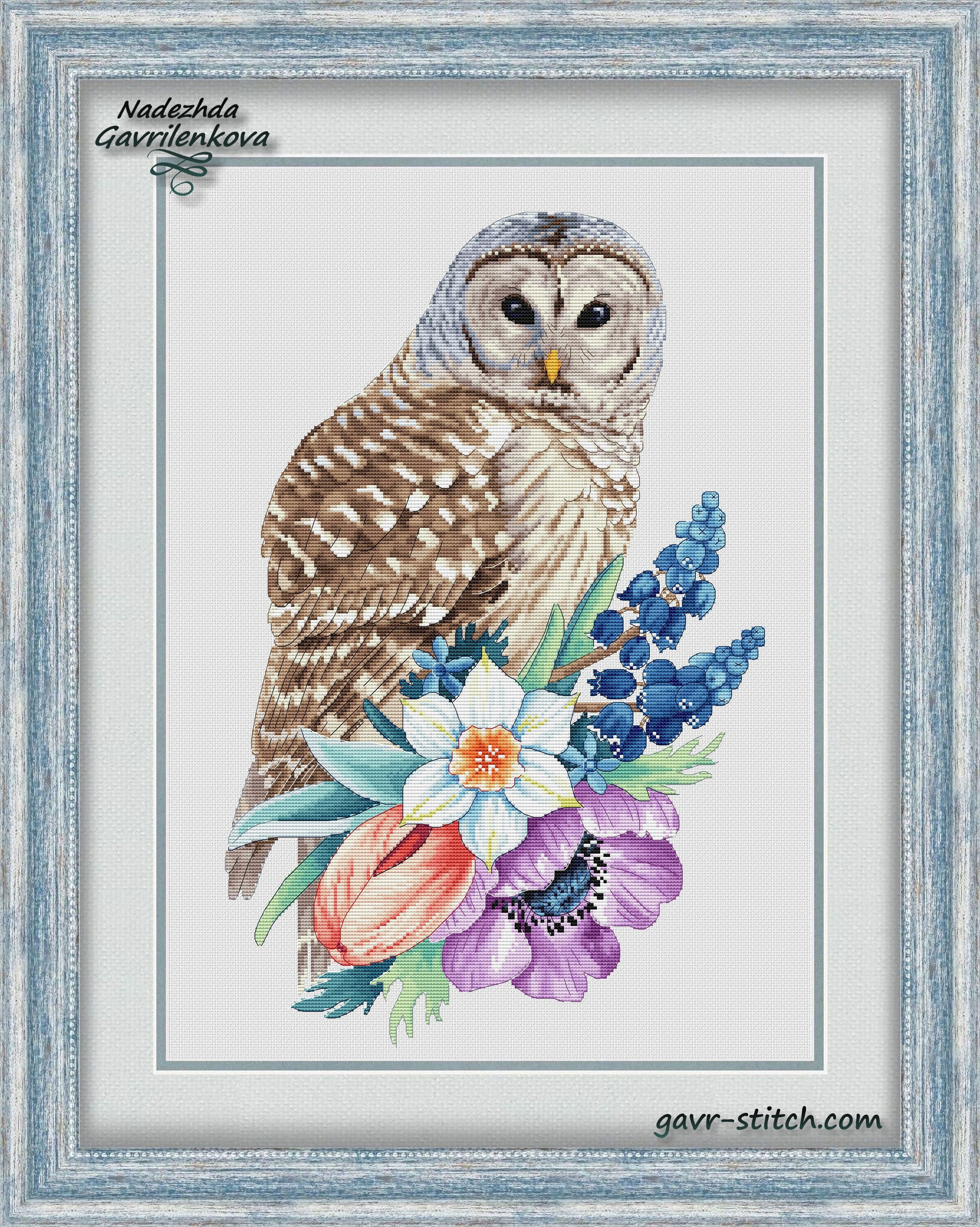 Spring Owl - PDF Cross Stitch Pattern – Wizardi