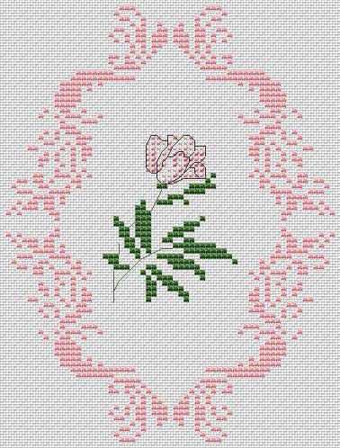 Pink Flower - PDF Free Cross Stitch Pattern - Wizardi