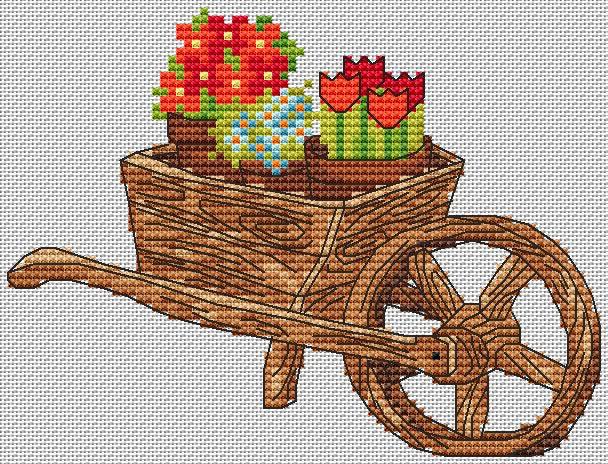 Wheelbarrow - PDF Free Cross Stitch Pattern – Wizardi