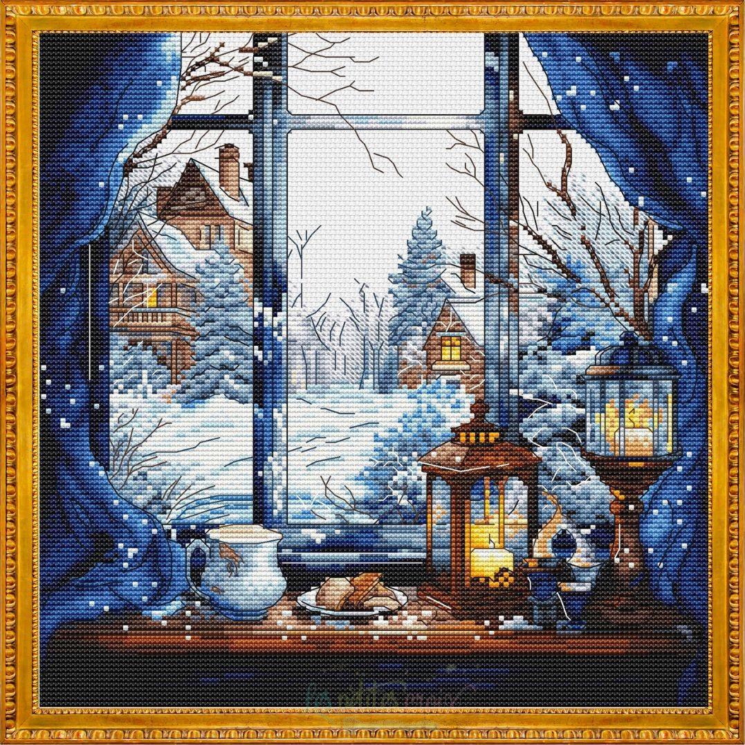 Winter Window. Afternoon in the Mountains - PDF Cross Stitch