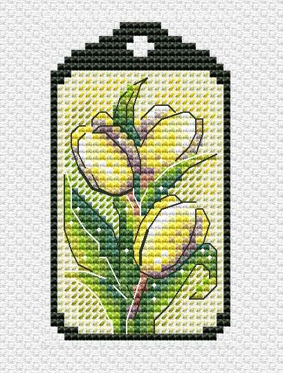 Keychains. Yellow Tulips - PDF Cross Stitch Pattern