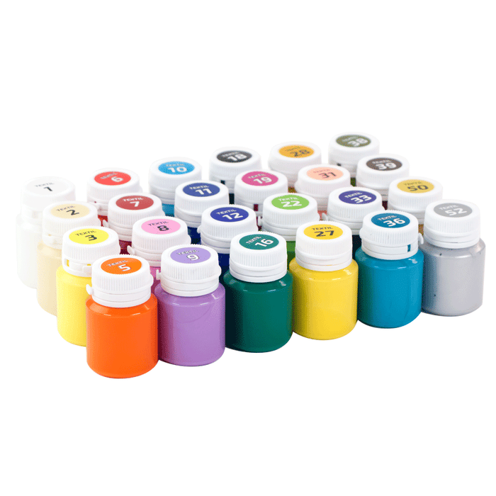 Rosa Talent HEART Textile Acrylic Paint Set. 24 colors (0.68 oz) and including 2 metallic.