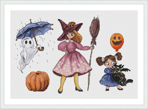 Halloween Sampler. Sorceresses - PDF Cross Stitch Pattern - Wizardi