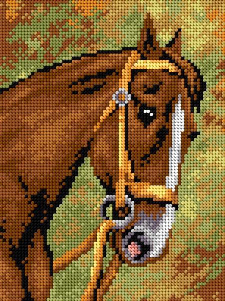 Needlepoint canvas for halfstitch without yarn Chestnut Horse 2197F - Printed Tapestry Canvas - Wizardi