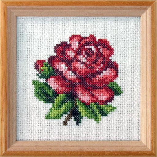 Stamped Cross stitch kit "Red rose " 7588 - Wizardi