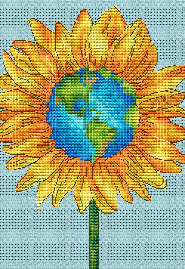 Small Vintage Latch Hook Wall Tapestry With Sunflower Design