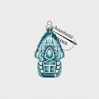 Christmas Tree Decoration. Turquoise House - PDF Cross Stitch Pattern