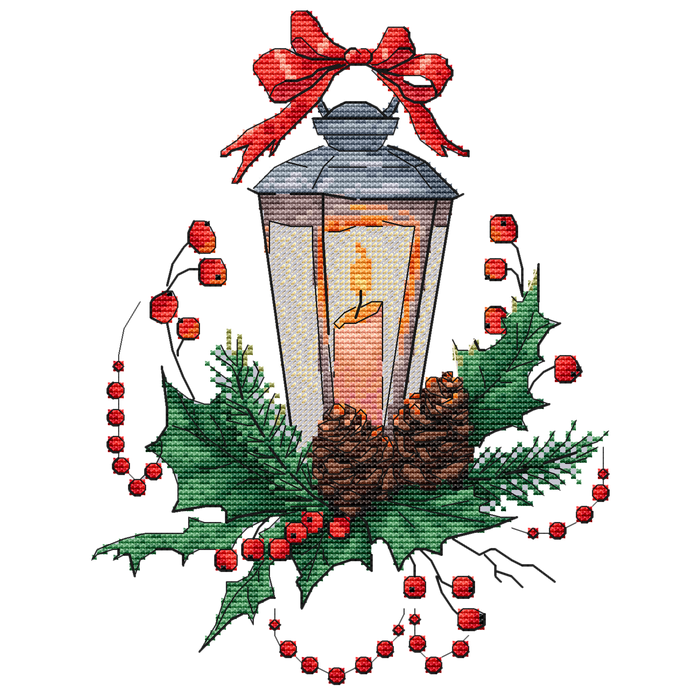 Lantern with a Pinecones - PDF Cross Stitch Pattern