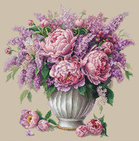Bouquet of Peonies and Lilacs - PDF Cross Stitch Pattern