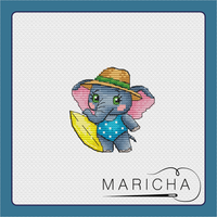 Elephant Surfer - PDF Cross Stitch Pattern