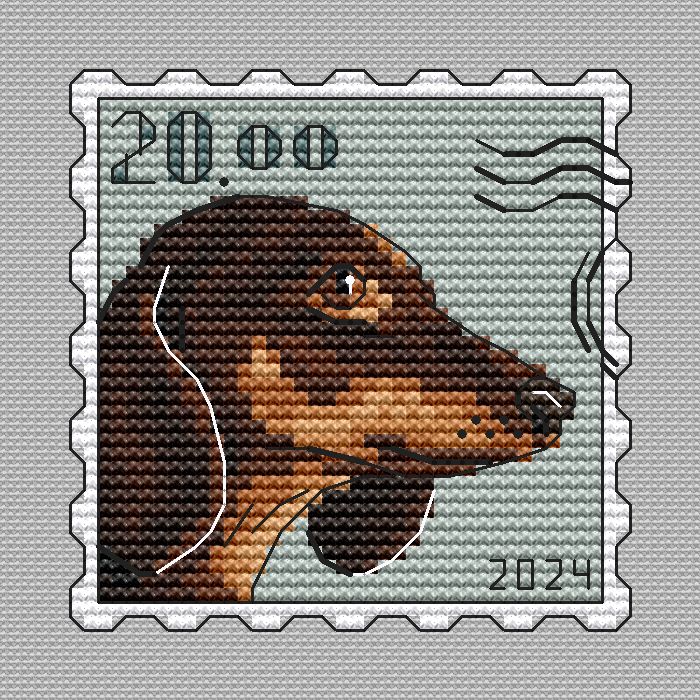 Post Stamp. Dachshund - PDF Cross Stitch Pattern