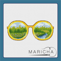 Glasses. Forest Stream - PDF Cross Stitch Pattern