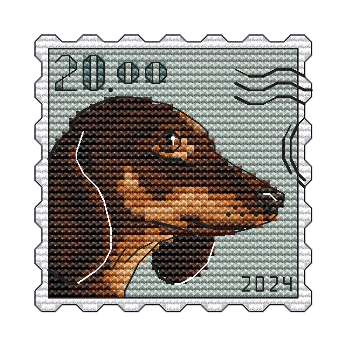 Post Stamp. Dachshund - PDF Cross Stitch Pattern