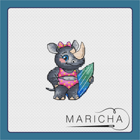 The Rhinoceros Surfer - PDF Cross Stitch Pattern