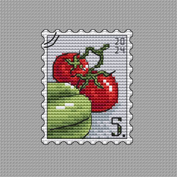 Postage Stamp. Vegetable mix - PDF Cross Stitch Pattern