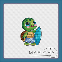 Turtle Surfer - PDF Cross Stitch Pattern