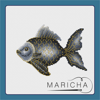Black Gold Fish - PDF Cross Stitch Pattern