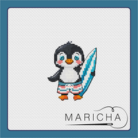 Penguin Surfer - PDF Cross Stitch Pattern