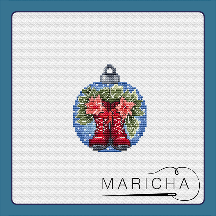 Christmas ornament. Red Boots - PDF Cross Stitch Pattern