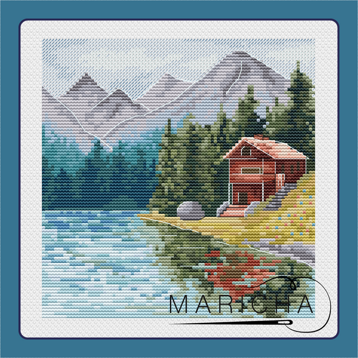 A Lake House in the Mountains - PDF Cross Stitch Pattern