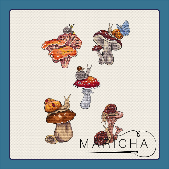 Snail mushrooms - PDF Cross Stitch Pattern