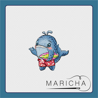 Whale Surfer - PDF Cross Stitch Pattern