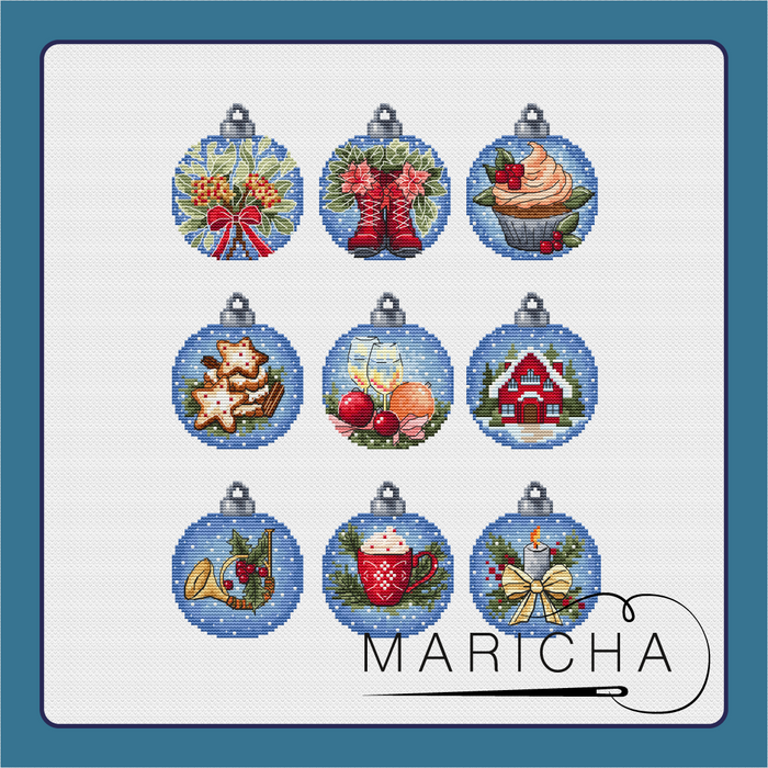 Set of New Year's Christmas ornament 2024 - PDF Cross Stitch Pattern