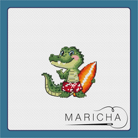 Crocodile Surfer - PDF Cross Stitch Pattern