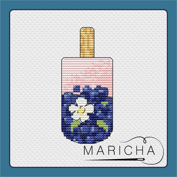 Blueberries with Milk - PDF Cross Stitch Pattern