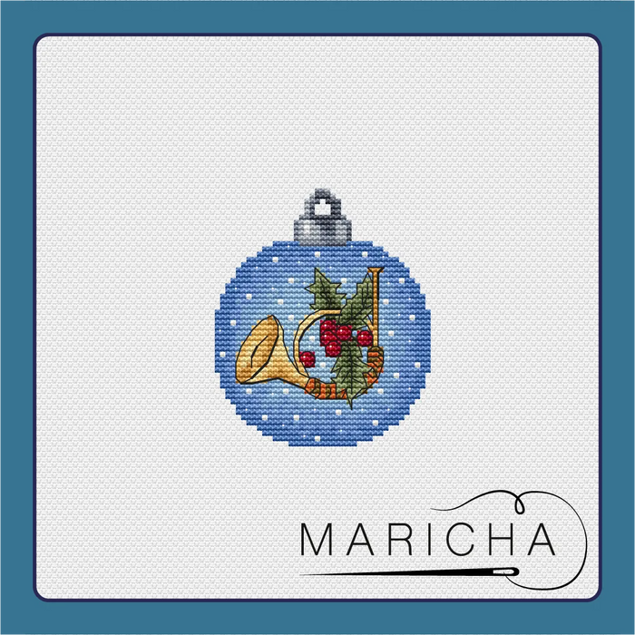 Christmas ornament. Post horn - PDF Cross Stitch Pattern