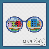 Glasses. Venice - PDF Cross Stitch Pattern