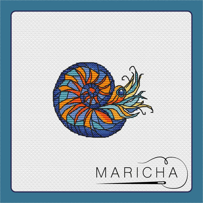 Stained Glass Nautilus - PDF Cross Stitch Pattern