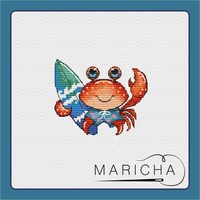 Crab Surfer - PDF Cross Stitch Pattern