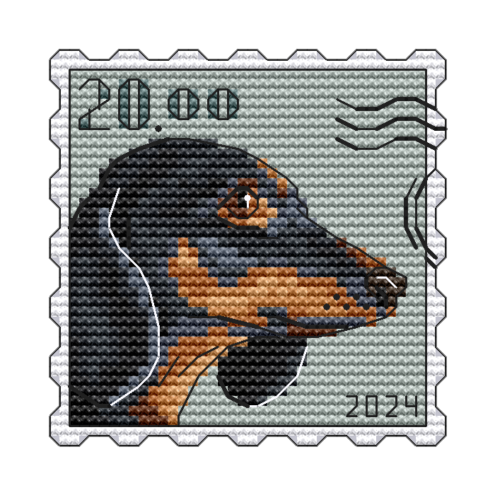 Post Stamp. Dachshund 2 - PDF Cross Stitch Pattern