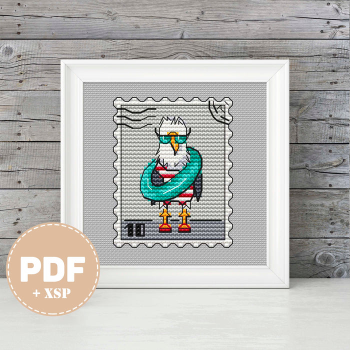 Postage Stamp. Seagull - PDF Cross Stitch Pattern