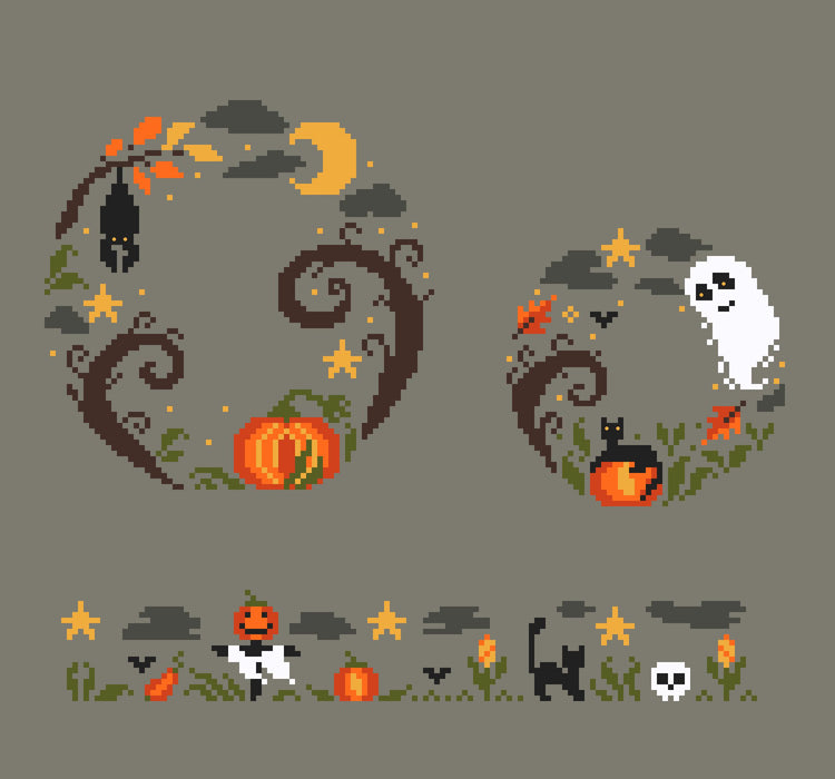 Set of 3 Halloween pumpkin - PDF Cross Stitch Pattern