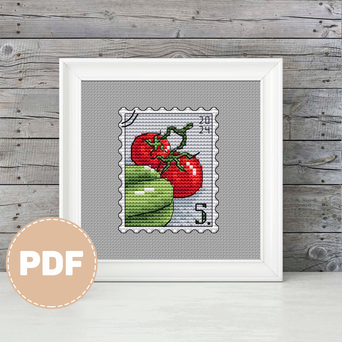 Postage Stamp. Vegetable mix - PDF Cross Stitch Pattern