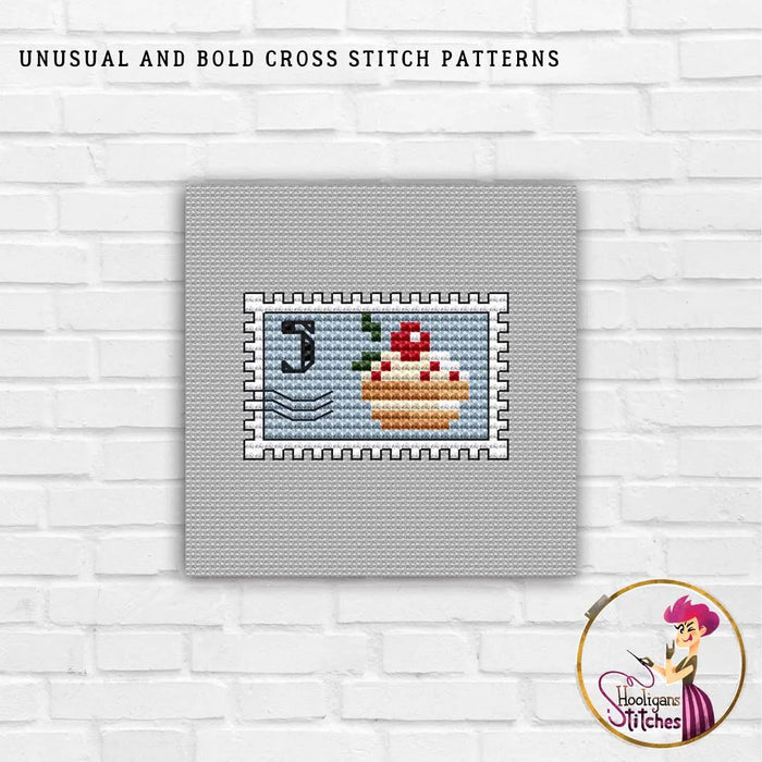 Postage Stamp. Cupcake  - PDF Cross Stitch Pattern