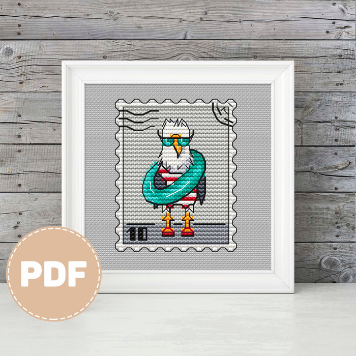 Postage Stamp. Seagull - PDF Cross Stitch Pattern