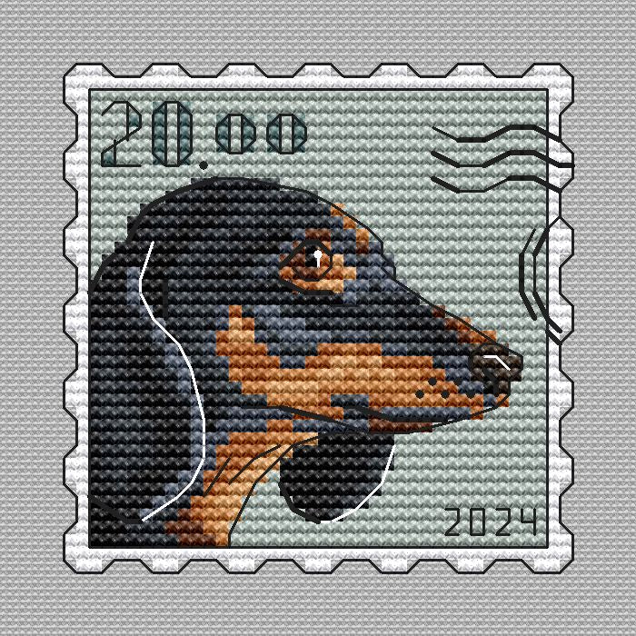 Post Stamp. Dachshund 2 - PDF Cross Stitch Pattern