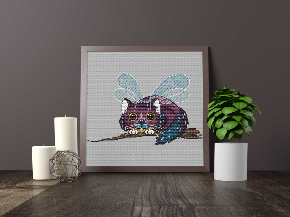 Dragonfly cat - PDF Cross Stitch Pattern