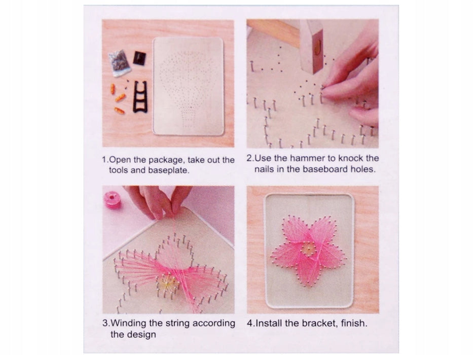 Purple Hearts String Art Kit with Stand. Simple Decorative DIY String Art Craft Kit M1-4 DHAA29080