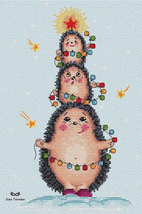 Hedgehog Christmas tree - PDF Cross Stitch Pattern