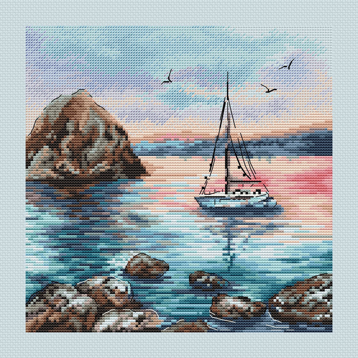 Sailboat at sunset - PDF Cross Stitch Pattern