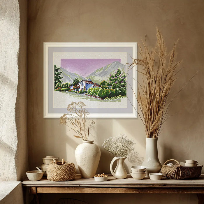 English Countryside Mountain House - PDF Cross Stitch Pattern