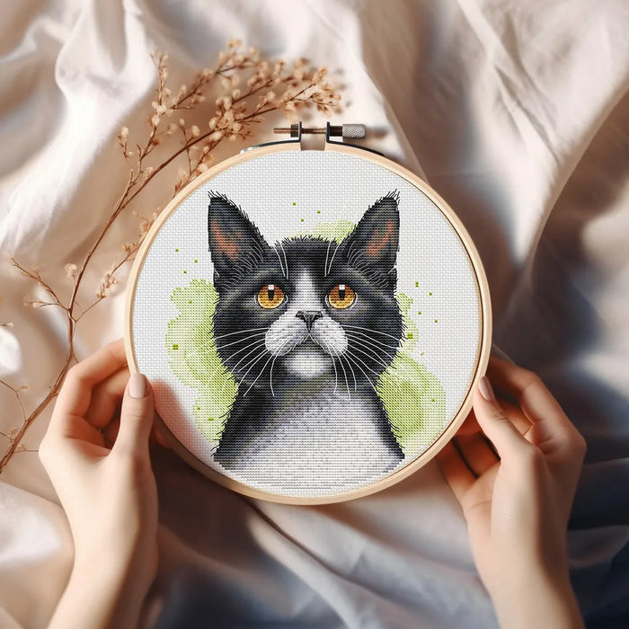 Tuxedo Cat Comb - PDF Cross Stitch Pattern