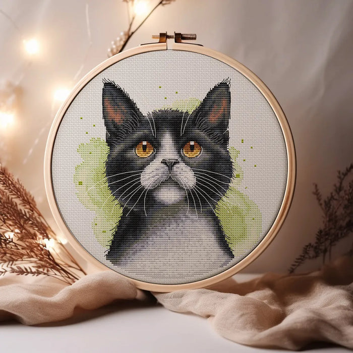 Tuxedo Cat Comb - PDF Cross Stitch Pattern