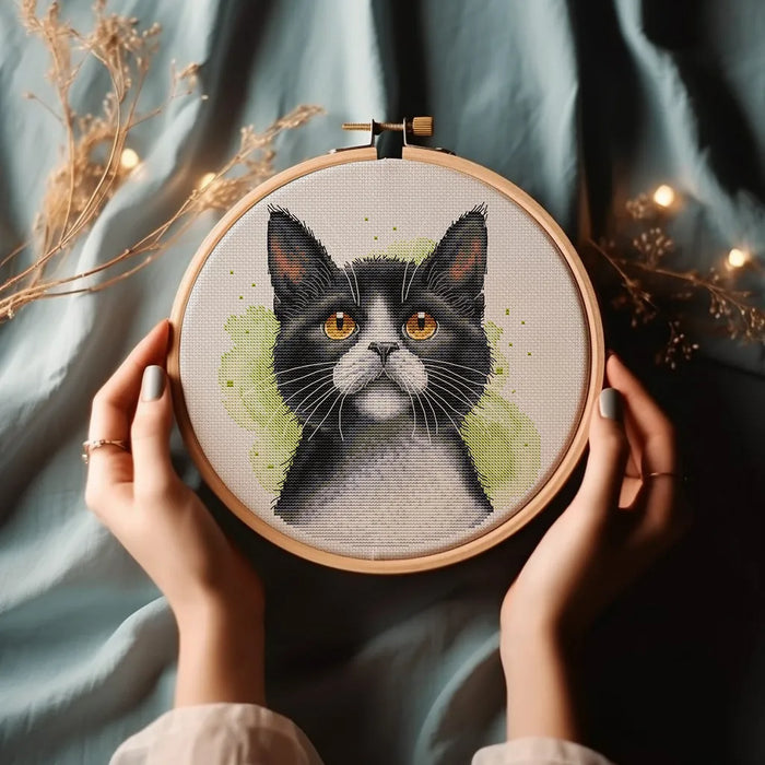 Tuxedo Cat Comb - PDF Cross Stitch Pattern